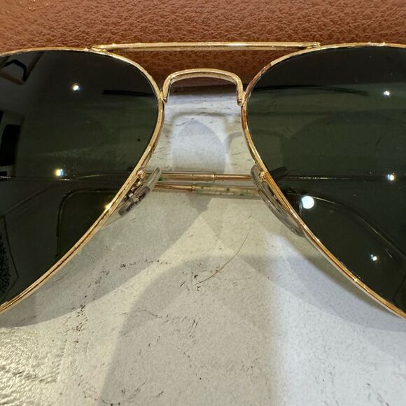 RAY-BAN RB3025 Original Polarized Aviator Sunglasses Gold fram Green Lenses - Picture 6 of 11